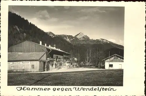 Hammer Siegsdorf Gasthof Blick gegen Wendelstein Bayerische Alpen  Kat. Siegsdorf