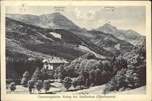 Alzing Traunstein Genesungsheim mit Blick zum Hochfelln und Hochgern Chiemgauer Alpen Kat. Siegsdorf