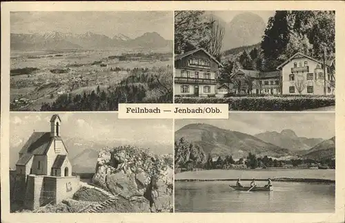 Jenbach Bad Feilnbach Jenbachtal Ortspartie Kirche See Paddelboot Wendelstein Bayerische Alpen