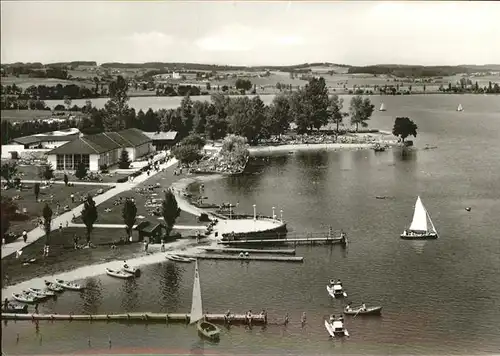 Waging See Strandbad und Kurhaus Segelboot Fliegeraufnahme Kat. Waging a.See