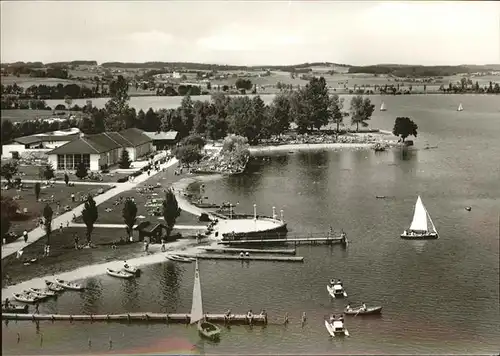 Waging See Strandbad und Kurhaus Segelboot Fliegeraufnahme Kat. Waging a.See