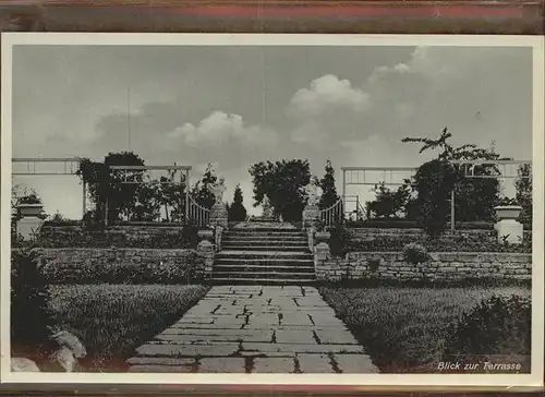 Bernburg Saale Restaurant zum Paradies Blick zur Terrasse Skulptur Kat. Bernburg