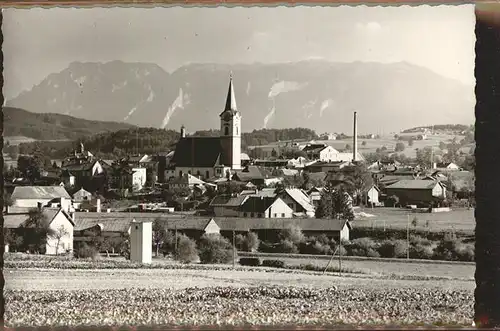 Teisendorf Oberbayern Ortsansicht mit Kirche und Alpenblick Kat. Teisendorf