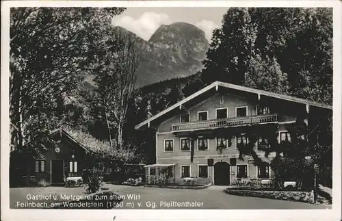 Bad Feilnbach Gasthof Metzgerei Zum alten Wirt Blick zum Wendelstein Bayerische Alpen Kat. Bad Feilnbach