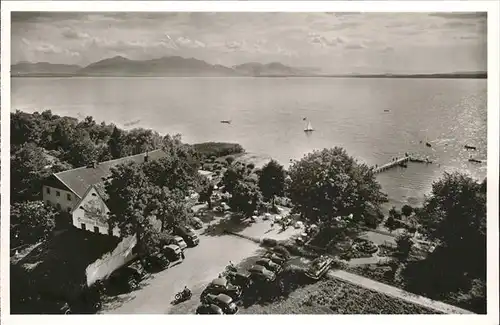 Arlaching Seegasthof Strandbad mit Alpenblick Kat. Chieming