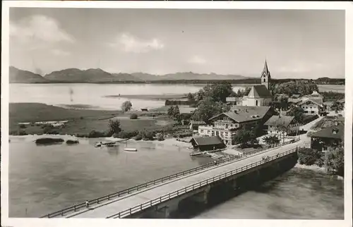 Seebruck Chiemsee Ortsansicht Blick zum Cafe Wassermann Bruecke Kat. Seeon Seebruck