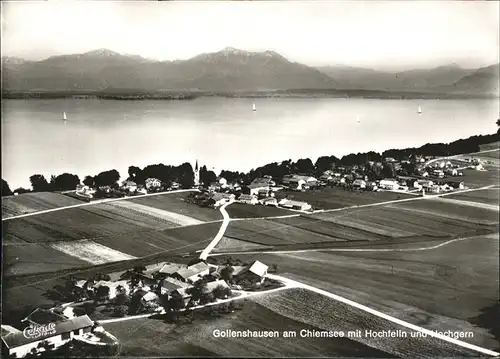 Gollenshausen Chiemsee Panorama mit Hochfelln und Hochgern Chiemgauer Alpen Fliegeraufnahme Kat. Gstadt a.Chiemsee