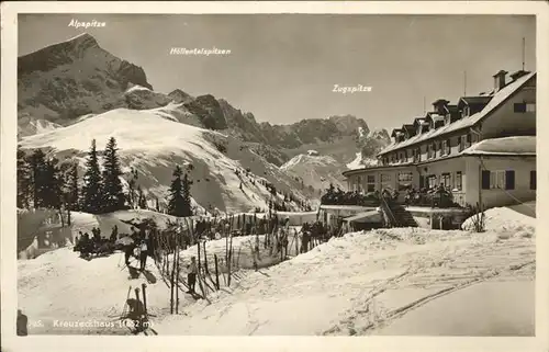 Garmisch Partenkirchen Kreuzeckhaus Alp  Hoellental  und Zugspitze Kat. Garmisch Partenkirchen