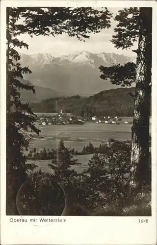 Oberau Loisach Panorama mit Wetterstein Kat. Oberau