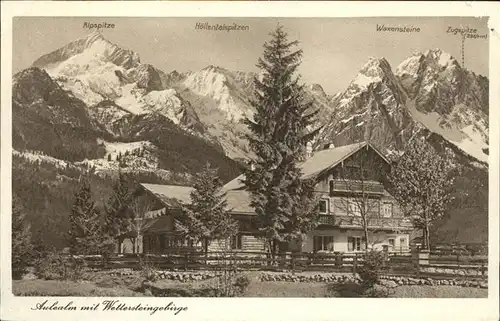 Garmisch Partenkirchen Aule Alm mit Wettersteingebirge Kat. Garmisch Partenkirchen