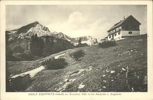 Garmisch Partenkirchen Adolf Zoepritz Haus am Kreuzeck Alp und Zugspitze Kat. Garmisch Partenkirchen