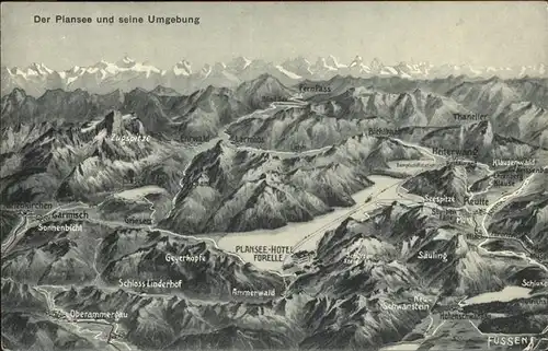 Plansee Der Plansee mit Umgebung Panoramakarte Kat. Breitenwang