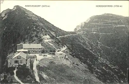 Herzogstandhaus mit Martinskopf und Herzogstand Kat. Kochel a.See