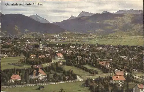 Garmisch Partenkirchen Panorama mit Alpen Kat. Garmisch Partenkirchen