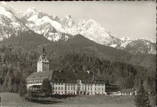 Klais Schloss Elmau mit Musterstein und Dreitorspitze Kat. Kruen