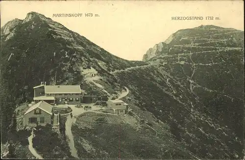 Herzogstandhaus mit Martinskopf und Herzogstand Kat. Kochel a.See