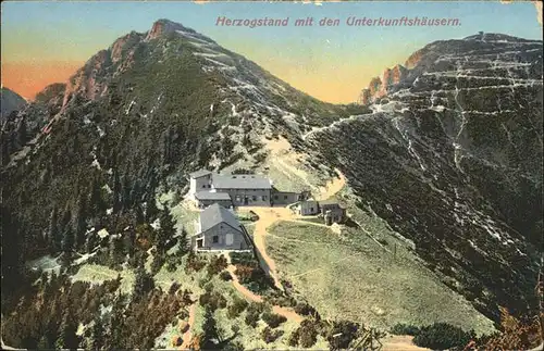 Herzogstandhaus mit Martinskopf und Herzogstand Kat. Kochel a.See