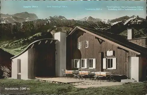 Bad Kohlgrub Hoernlehuette mit Zugspitze und Ammergauer Alpen Kat. Bad Kohlgrub