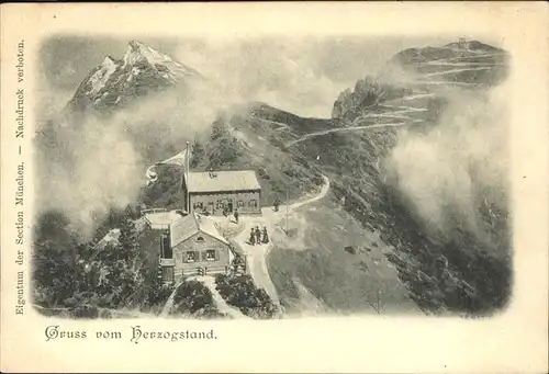 Herzogstandhaus mit Martinskopf und Herzogstand Kat. Kochel a.See