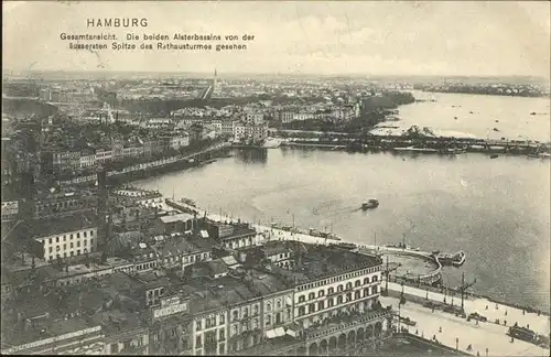 Hamburg Gesamtansicht der beiden Alsterbassins Kat. Hamburg