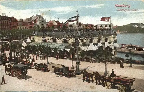 Hamburg Alsterpavillon Pferdekutschen Kat. Hamburg