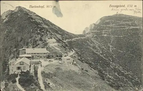 Herzogstandhaus mit Martinskopf und Herzogstand Kat. Kochel a.See