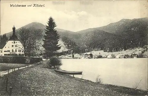 Walchensee mit Kloesterl Kat. Kochel a.See