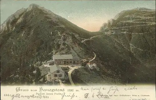 Herzogstandhaus mit Martinskopf und Herzogstand Kat. Kochel a.See