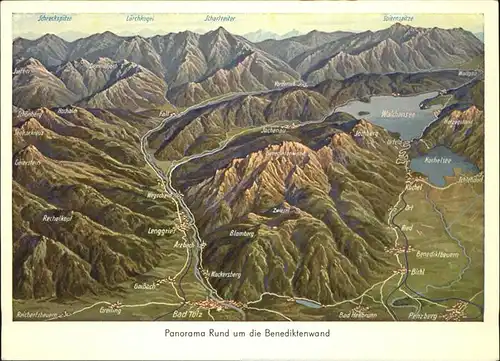 Walchensee Panorama rund um die Benediktenwand Kat. Kochel a.See
