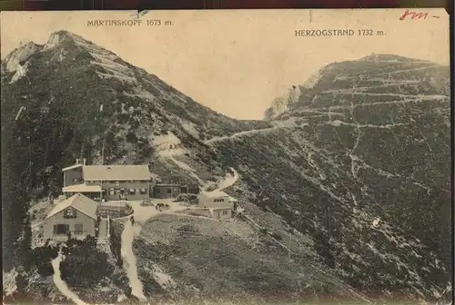 Herzogstandhaus mit Martinskopf und Herzogstand Kat. Kochel a.See