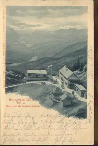 Herzogstandhaus mit Blick auf Stubaier Gletscher Kat. Kochel a.See