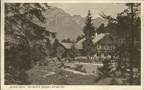 Garmisch Partenkirchen Aule Alm Blick gegen Kramer Kat. Garmisch Partenkirchen