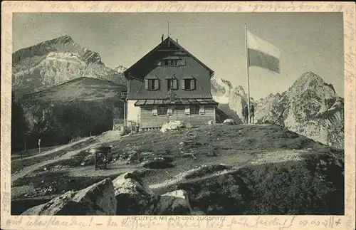 Kreuzeckhaus mit Alp und Zugspitze Kat. Garmisch Partenkirchen