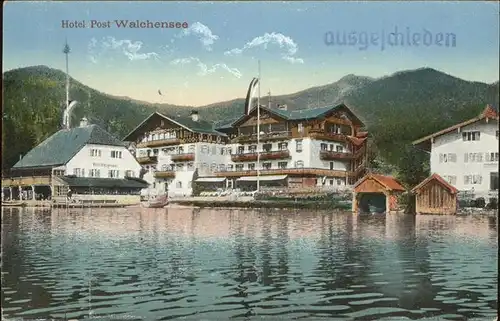 Walchensee Hotel Post am See Stempel auf AK Kat. Kochel a.See