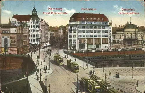 Hamburg Ernst Merckstrasse Bieberhaus Dt Schauspielhaus Strassenbahnen Kat. Hamburg