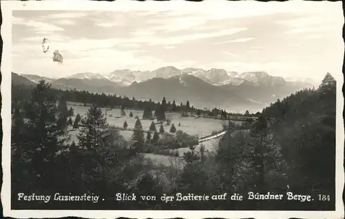 St Luzisteig Festung Luziensteig Blick von der Batterie auf die Buendner Berge Kat. Flaesch