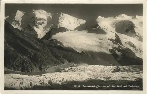 Morteratschgletscher mit Piz Palue und Bellavista Berninagruppe Kat. Morteratsch