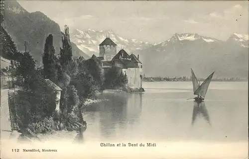 Chillon Chateau Lac Leman Dent du Midi Kat. Montreux