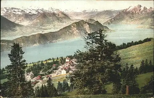 Rigi Kaltbad Panorama mit Blick ueber Vierwaldstaettersee Kat. Rigi Kaltbad