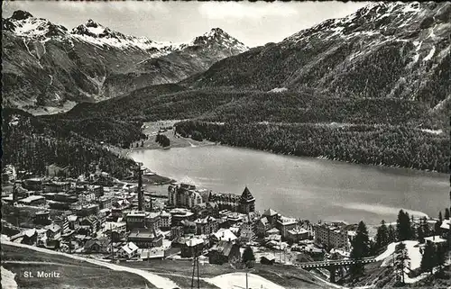 St Moritz GR Teilansicht mit Blick ueber den Moritzersee Kat. St Moritz