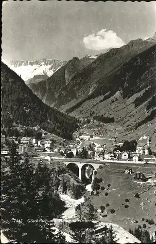 Goeschenen Panorama mit Dammagletscher Urner Alpen Viadukt Kat. Goeschenen