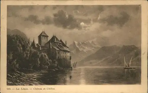 Chillon Chateau Lac Leman Dents du Midi Kat. Montreux