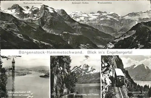Buergenstock Hammetschwand Lift Blick auf Luzern Engelbergertal Felsenweg mit Pilatus Kat. Buergenstock