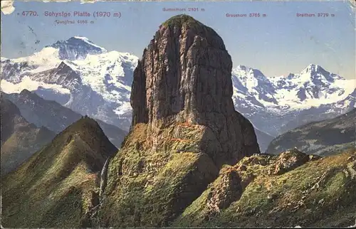 Schynige Platte Blick zu Jungfrau Gummihorn Grosshorn Breithorn Kat. Schynige Platte