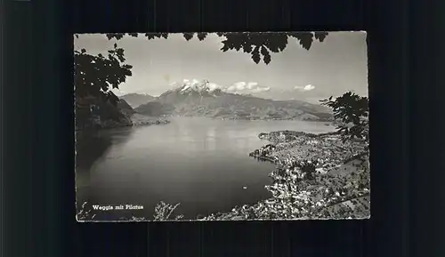 Weggis LU Blick ueber Vierwaldstaettersee mit Pilatus Kat. Weggis