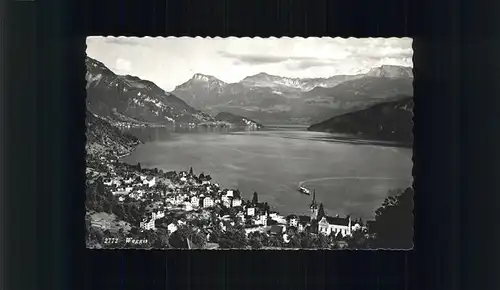 Weggis LU Blick ueber Vierwaldstaettersee Kat. Weggis