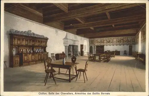 Chillon Chateau Salle des Chevaliers Armoiries des Baillis Bernois Kat. Montreux