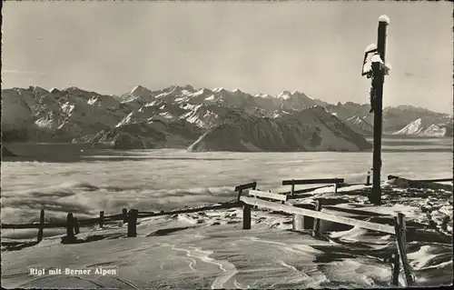 Rigi Kaltbad Panorama mit Berner Alpen Gipfelkreuz Kat. Rigi Kaltbad