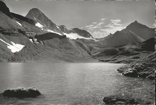 Lenk Simmental Fluhsee mit Gletscherhorn Weisshorn und Laufbodenhorn Kat. Lenk Simmental