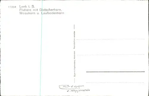 Lenk Simmental Fluhsee mit Gletscherhorn Weisshorn und Laufbodenhorn Kat. Lenk Simmental